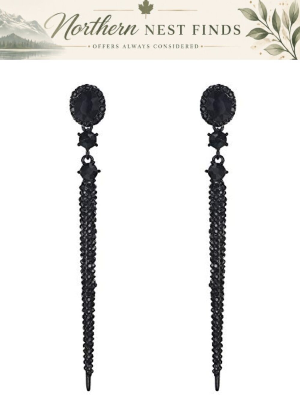 Crystal Oval Long Beaded Bar Chandelier Dangle Earrings
